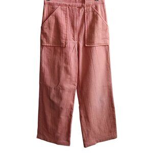 24x25 Girls Vintage Jeans 1970's Wide-Leg Peach Textured Cotton Pants 1OF1
